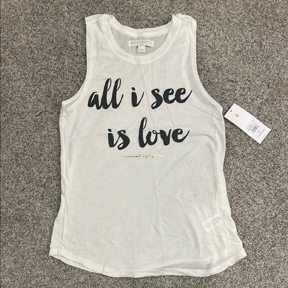 Spiritual Gangster Cream Muscle Tee Sleeveless Top
